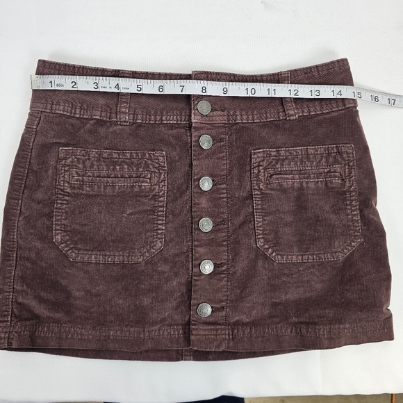 Free People We The Free Joanie Corduroy Button Front Mini Skirt Brown Size 26 - Picture 8 of 11